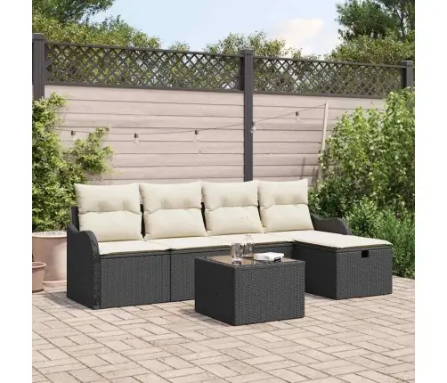 6 Gab. Dārza Dīvānu Komplekts Ar Spilveniem Melnā Poli Rotangpalma Vidaxl