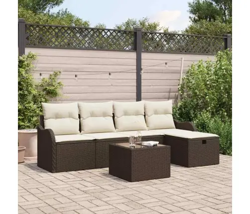 Sodo Sofų Rinkinys 6 Pcs Ruda Ir Kreminė 231 X 117 X 85 Cm