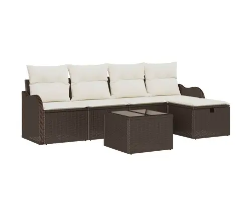 Sodo Sofų Rinkinys 6 Pcs Ruda Ir Kreminė 231 X 117 X 85 Cm