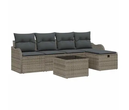 6 Daļu Dārza Dīvānu Komplekts Ar Spilventiņiem Pelēks Poliratan Vidaxl