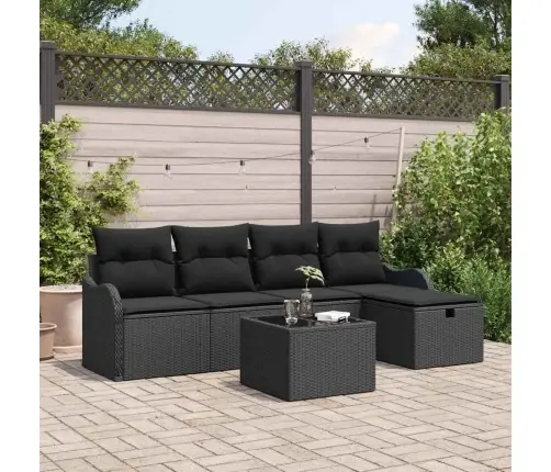 Dārza Dīvānu Komplekts Ar Spilvenu 6 Pcs Melna Poliratāns Vidaxl