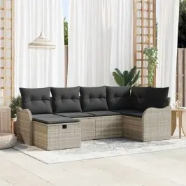 Dārza Dīvānu Komplekts 6 Pcs Gaiši Pelēka 232.5 X 122.5 X 85 Cm Vidaxl
