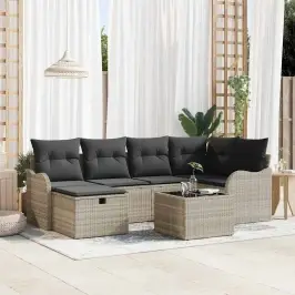 Dārza Dīvānu Komplekts 7 Pcs Gaiši Pelēka 232.5 X 122.5 X 85 Cm Vidaxl
