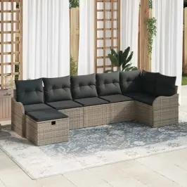 Dārza Dīvānu Komplekts 7 Pcs Pelēka 287.5 X 122.5 X 85 Cm Vidaxl
