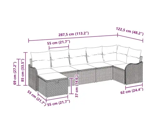 Sodo Sofų Rinkinys 7 Pcs Smėlio Ir Šviesiai Pilkos Spalvos