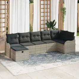 Dārza Dīvānu Komplekts 7 Pcs Gaiši Pelēka 287.5 X 122.5 X 85 Cm Vidaxl