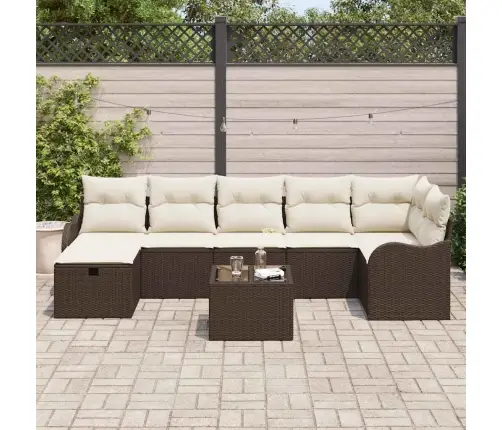 Sodo Sofų Rinkinys 8 Pcs Ruda Ir Kreminė 287.5 X 122.5 X 85 Cm