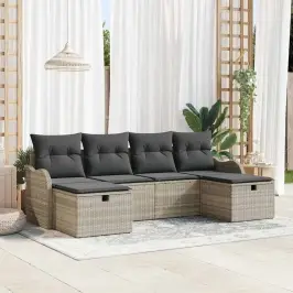 Dārza Dīvānu Komplekts 6 Pcs Gaiši Pelēka 231 X 117 X 85 Cm Vidaxl