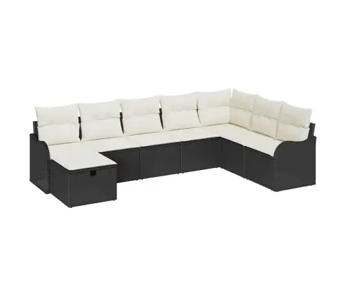 8 Vienību Dārza Dīvānu Komplekts Ar Spilveniem Melnā Poli Rotangpalma Vidaxl