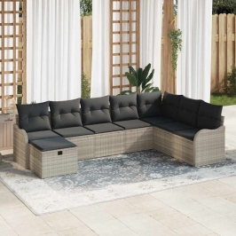 Dārza Dīvānu Komplekts 8 Pcs Gaiši Pelēka 287.5 X 177.5 X 85 Cm Vidaxl