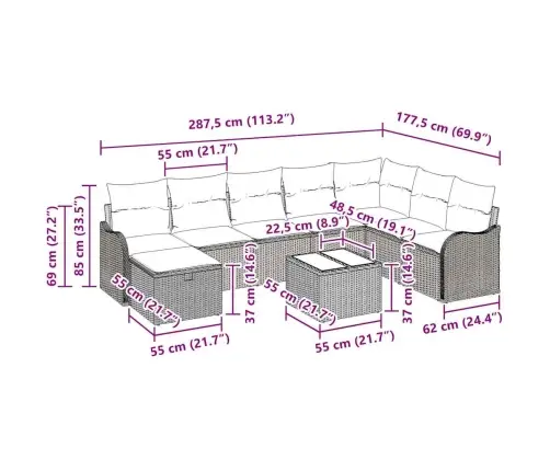Diivanikomplekt Padjaga 9 Pcs Beez Ja Koor Polürotang