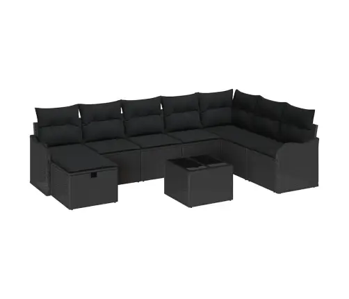 Sofos Komplektas Su Pagalve Su Saugykla Juoda Poliratanas