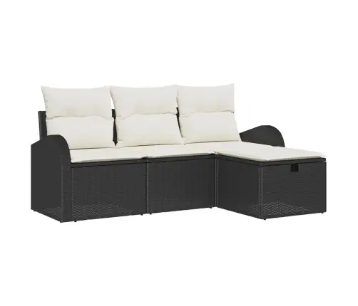 4 Daļu Dārza Dīvānu Komplekts Ar Spilveniem Melnā Poli Rotangpalmas Vidaxl