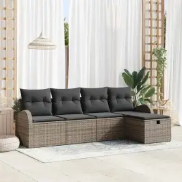 Dārza Dīvānu Komplekts 5 Pcs Pelēka 234 X 117 X 85 Cm Vidaxl