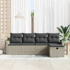 Sodo Sofų Rinkinys 5 Pcs Šviesiai Pilka 234 X 117 X 85 Cm