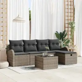 Dārza Dīvānu Komplekts 6 Pcs Pelēka 234 X 117 X 85 Cm Vidaxl