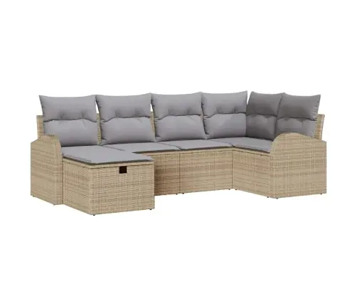 6 Daļu Dārza Dīvānu Komplekts Ar Spilveniem Bēšs Poliratanas Vidaxl