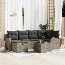 Dārza Dīvānu Komplekts 7 Pcs Pelēka 234 X 124 X 85 Cm Vidaxl
