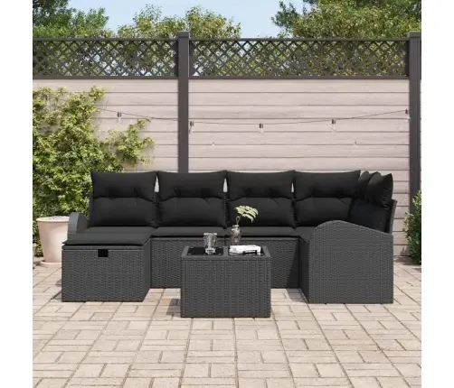 Sodo Sofų Rinkinys 7 Pcs Juoda 234 X 124 X 85 Cm Poli Ratanas