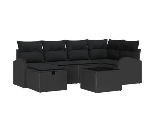 Sodo Sofų Rinkinys 7 Pcs Juoda 234 X 124 X 85 Cm Poli Ratanas