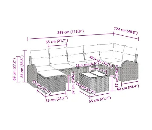 Sodo Sofų Rinkinys Su Pagalve 8 Pcs Smėlio Ir Kreminės Spalvos