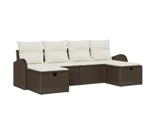 6 Gabalu Dārza Dīvānu Komplekts Ar Spilveniem Brūnā Polietilēna Rotangpalma Vidaxl