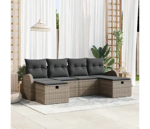 Sofos Komplektas Su Pagalve Su Saugykla 6 Pcs Pilka Poliratanas