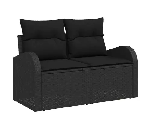 Sofos Komplektas Su Pagalve Su Saugykla 6 Pcs Juoda Poliratanas