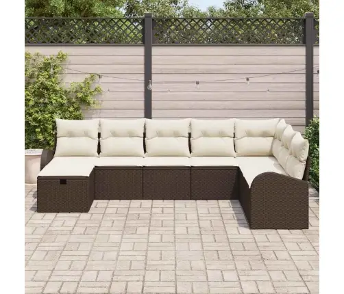 8 Daļu Dārza Dīvānu Komplekts Ar Spilveniem Brūna Poliratanā Vidaxl