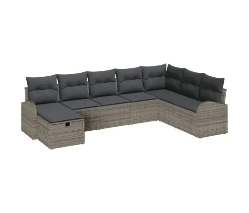 8 Gabalu Dārza Dīvānu Komplekts Ar Spilveniem Pelēkā Poli Rotangpalmas Vidaxl