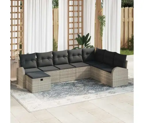 Sodo Sofų Rinkinys 8 Pcs Šviesiai Pilka 289 X 179 X 85 Cm