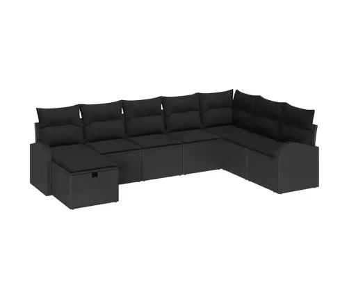 Sofos Komplektas Su Pagalve Su Saugykla Juoda Poliratanas