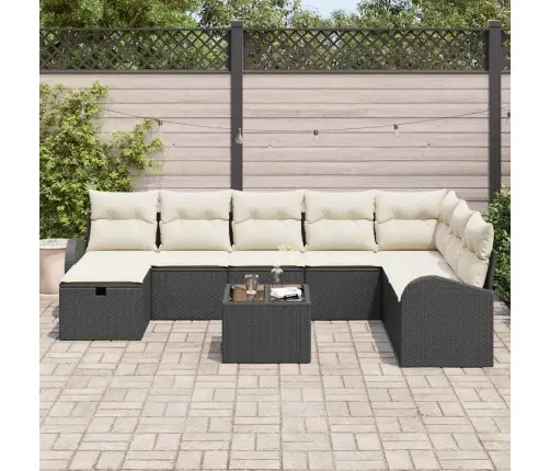 Sofos Komplektas Su Pagalve Juoda Ir Kreminė Poliratanas