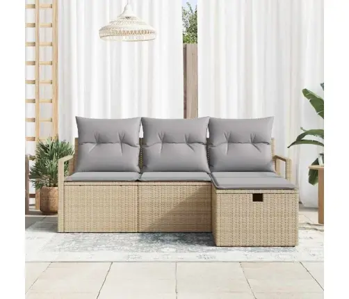 Diivanikomplekt Padjaga 4 Pcs Beež Ja Heledhall Polürotang