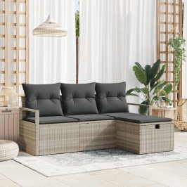 Dārza Dīvānu Komplekts 4 Pcs Gaiši Pelēka 175 X 117 X 85 Cm Vidaxl