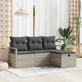 Dārza Dīvānu Komplekts 4 Pcs Gaiši Pelēka 175 X 117 X 85 Cm Vidaxl