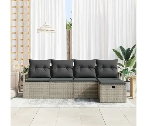 Sofos Komplektas Su Pagalve Šviesiai Pilka Poliratanas