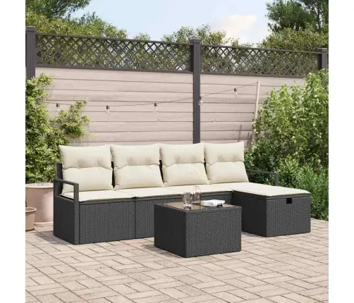 Diivanikomplekt Padjaga 6 Pcs Must Ja Kreem Polürotang