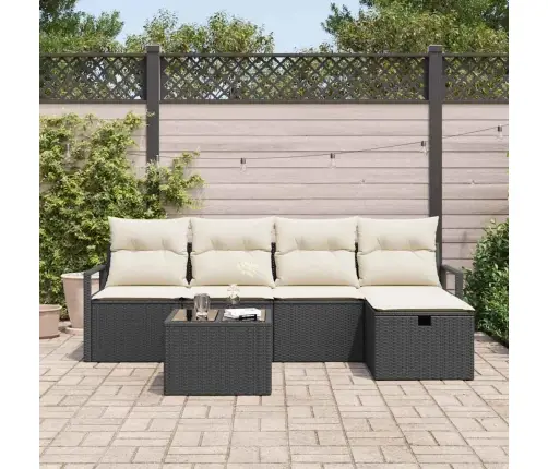 Diivanikomplekt Padjaga 6 Pcs Must Ja Kreem Polürotang