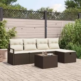 Sodo Sofų Rinkinys 6 Pcs Ruda Ir Kreminė 230 X 117 X 85 Cm