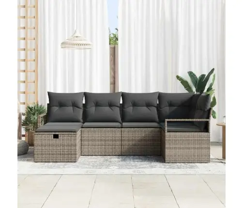 Sofos Komplektas Su Pagalve Su Saugykla Pilka Poliratanas