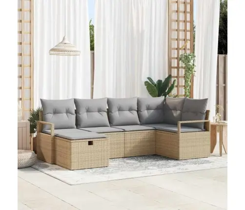 Sodo Sofų Rinkinys 6 Pcs Smėlio Ir Šviesiai Pilkos Spalvos