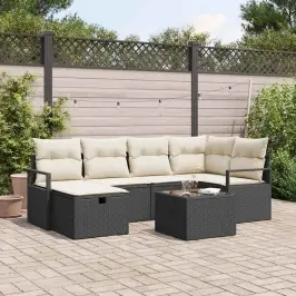 Aia Diivanikomplekt 7 Pcs Must Ja Kreemjas 232 X 122 X 85 Cm