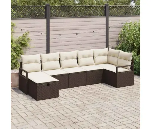 Diivanikomplekt Padjaga 7 Pcs Pruun Ja Kreem Polürotang