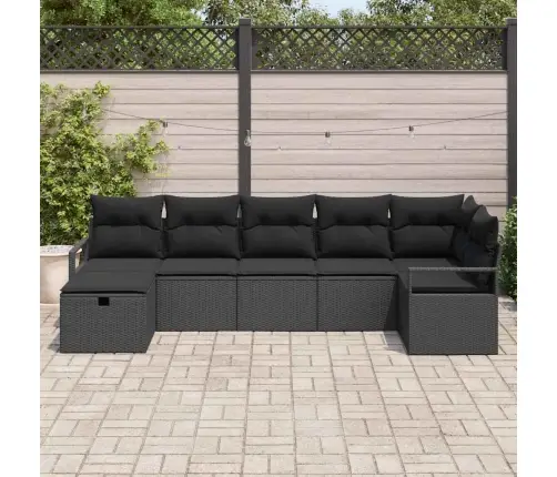 Dīvānu Komplekts Ar Spilvenu 7 Pcs Melna Poliratāns Vidaxl