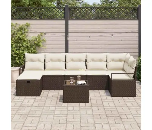 8 Daļu Dārza Dīvānu Komplekts Ar Spilveniem Brūnā Polietilēna Rotangpalmas Vidaxl