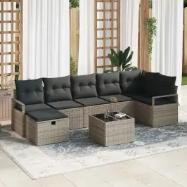 Dārza Dīvānu Komplekts 8 Pcs Pelēka 287 X 122 X 85 Cm Vidaxl