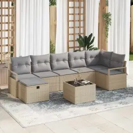 Dārza Dīvānu Komplekts Ar Spilvenu 8 Pcs Bēša Un Gaiši Pelēka Vidaxl Dārza Dīvānu Komplekts Ar Spilvenu 8 Pcs Bēša Un Gaiši Pelēka Vidaxl