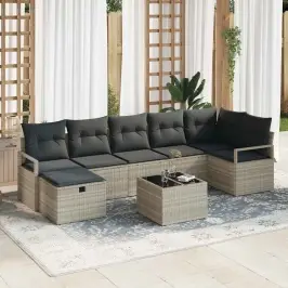 Dārza Dīvānu Komplekts 8 Pcs Gaiši Pelēka 287 X 122 X 85 Cm Vidaxl