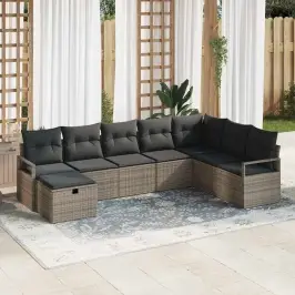 Dārza Dīvānu Komplekts 8 Pcs Pelēka 287 X 177 X 85 Cm Vidaxl
